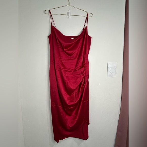 Unbranded Red Satin Cowl Neck Slip Dress - Size 2X - Picture 3 of 9